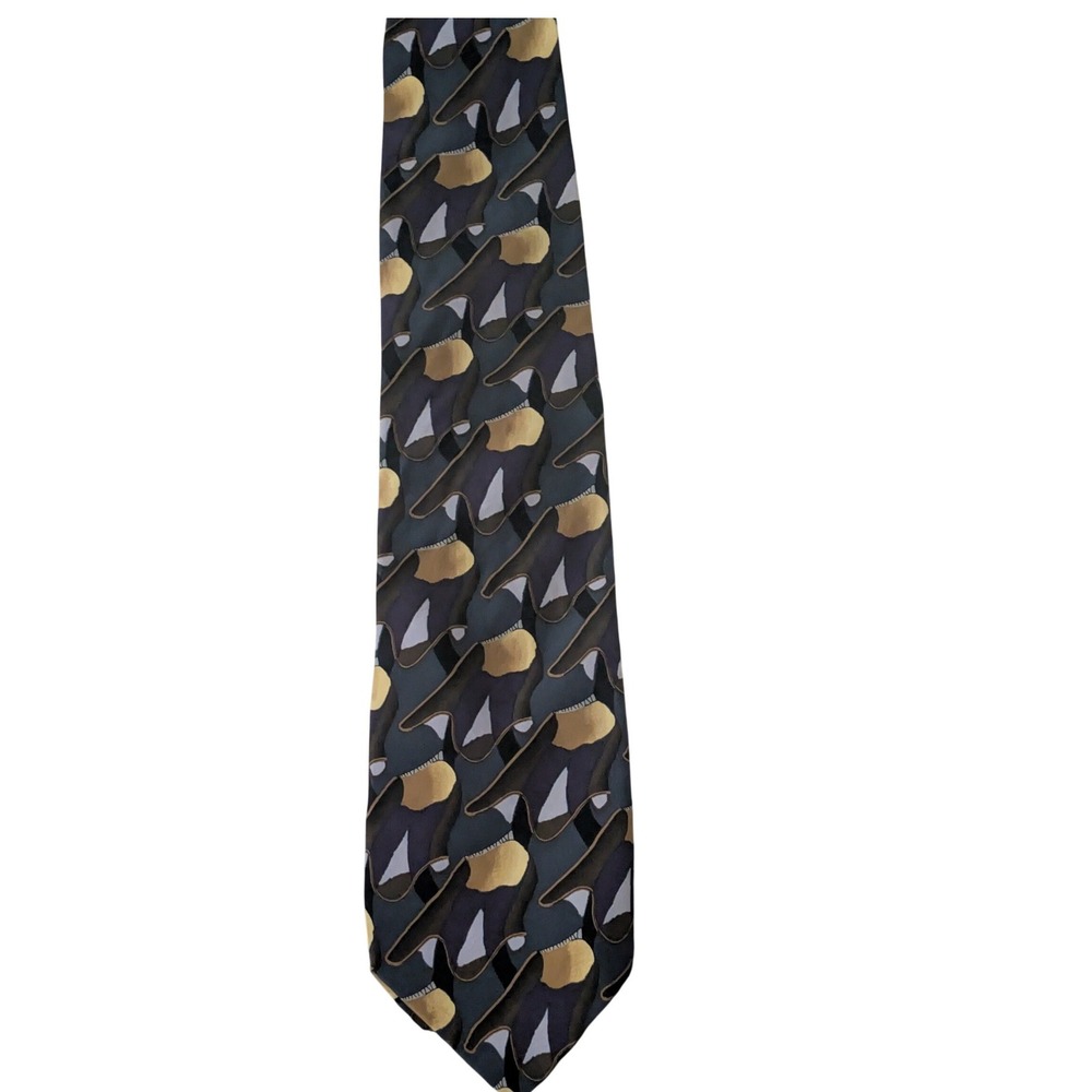 J. Garcia Silk Tie Collection Lady with Argyle Socks Abstract Grey Purple Gold